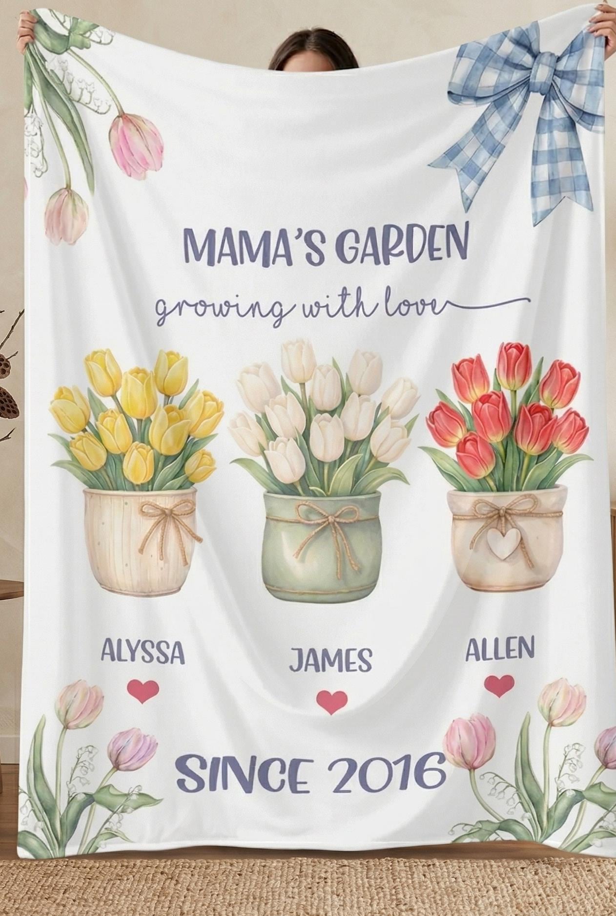 Mother's Day Photo Blanket | Personalized Fleece Throw for Mom with Family Pictures | Custom Gift