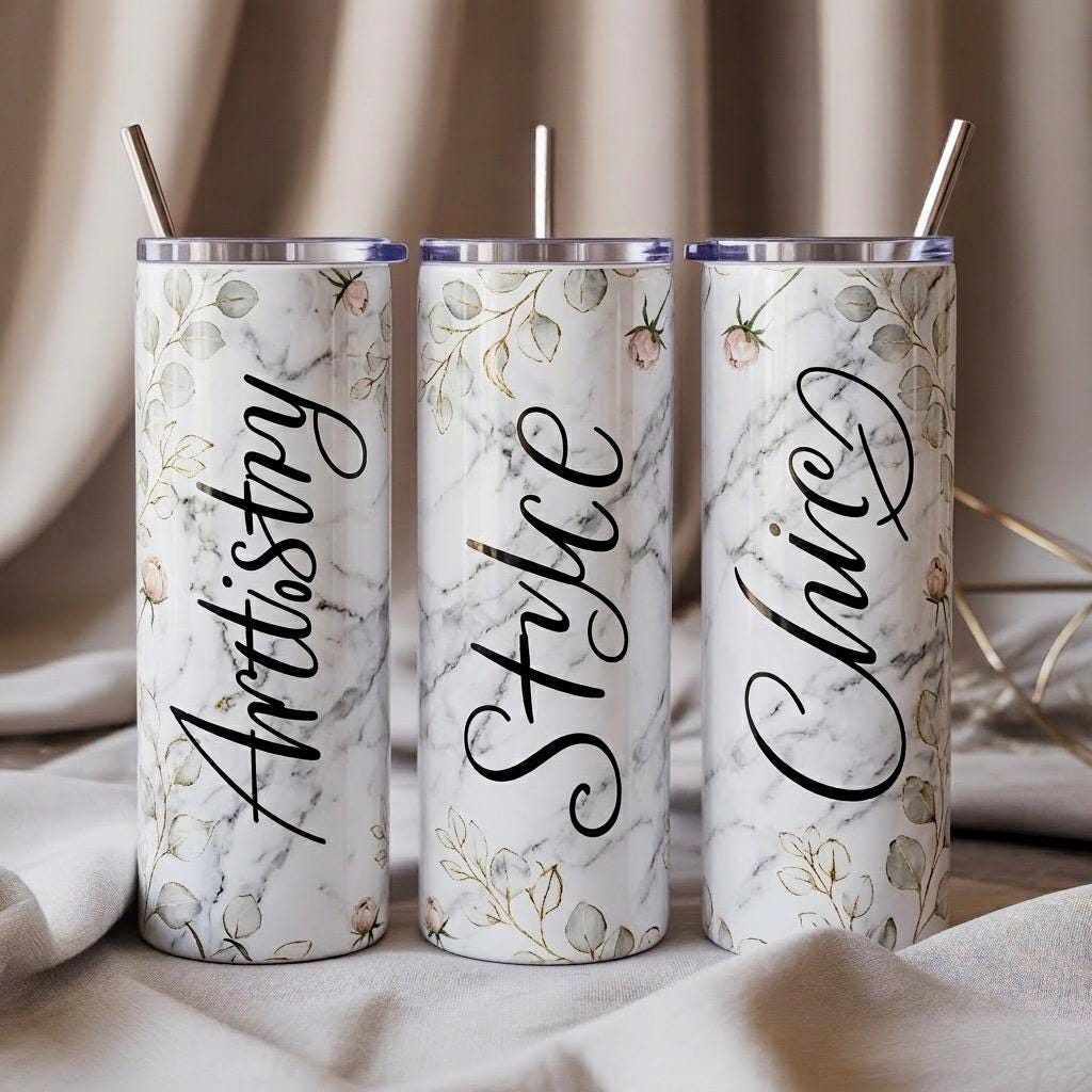 Custom Name Tumbler 20oz | Personalized Stainless Steel Cup with Straw | Unisex Gift Idea