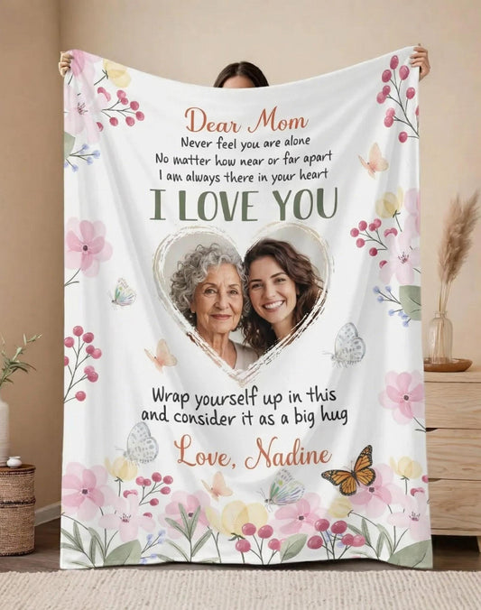 Mother's Day Photo Blanket | Personalized Fleece Throw for Mom with Family Pictures | Custom Gift